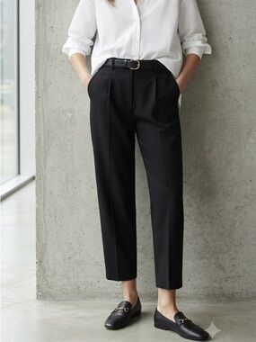 Abercrombie & Fitch Black Pleated Midrise Barrel Ankle Dress Pants Size 26